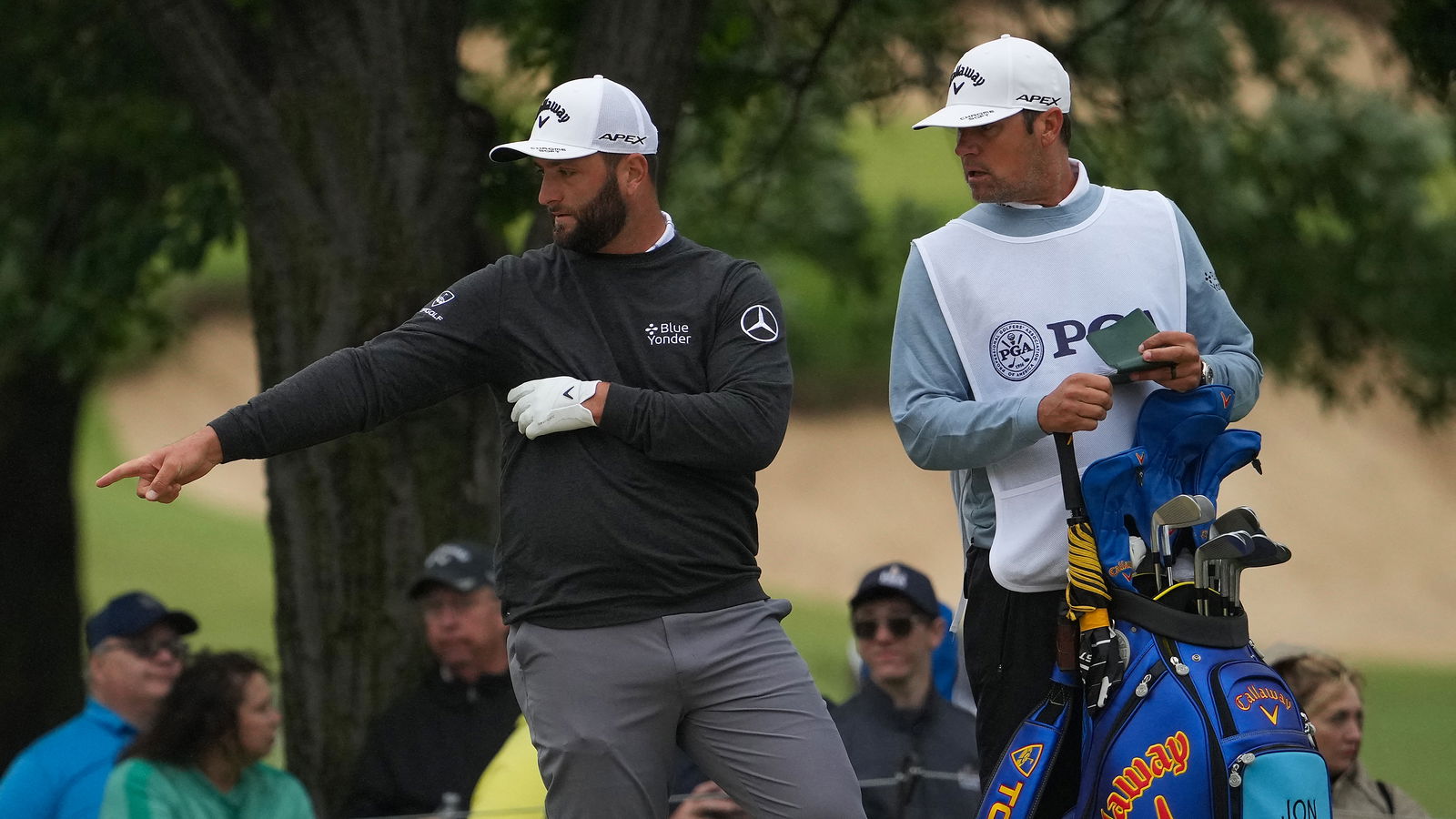 Jon Rahm launches his club at the Memorial and it very nearly hits a lady